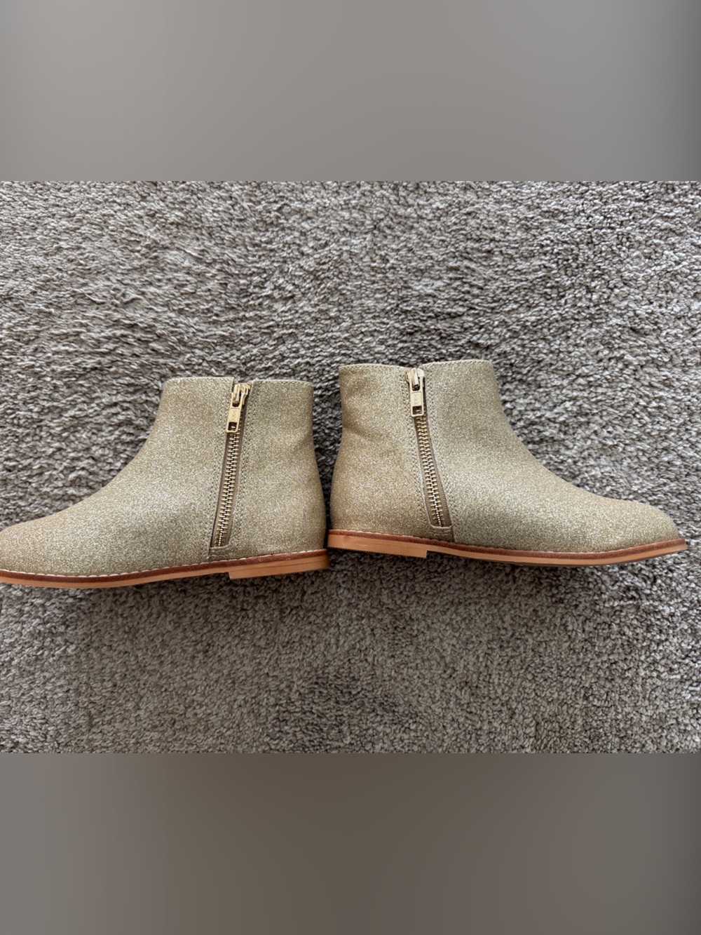 Janie and Jack Girls' Sparkle Gold Side-Zip Ankle Boots